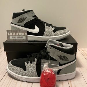 Jordan 1 Mid Grey Elephant Print